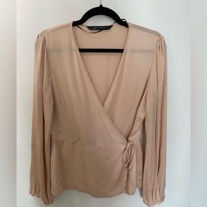 Zara Blush Pink Wrap Blouse